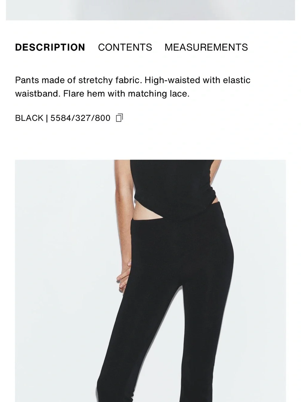 Zara NWT thick Black Lace Trim Hem stretchy legging Pants